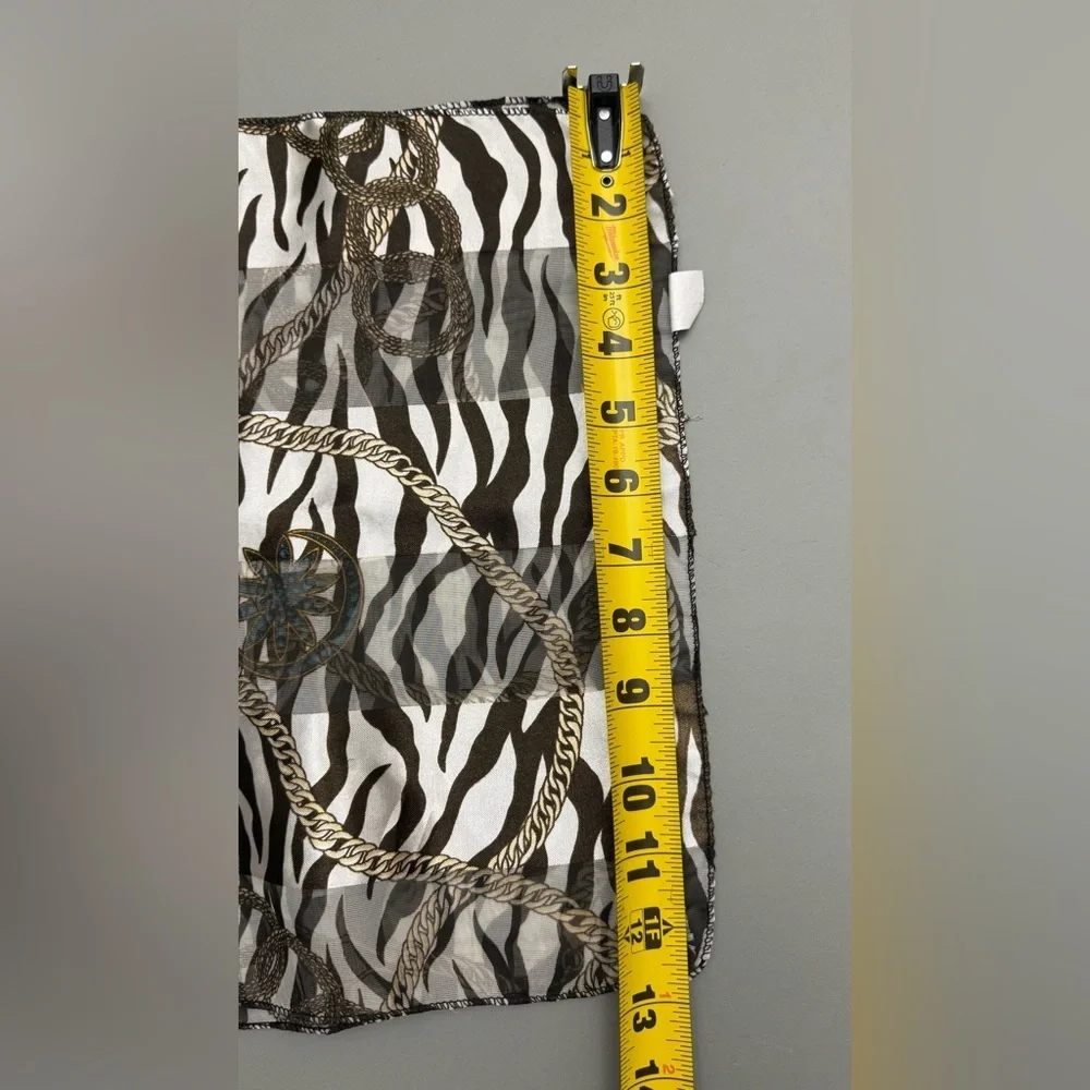 Zebra Print Chain Scarf Gold Rope Pattern Lightweight Sheer Polyester
